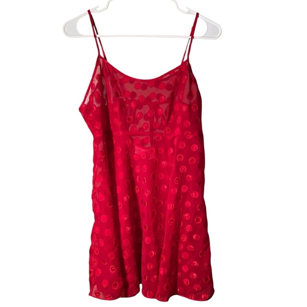 Vintage Gilligan & O'Malley Women's Size Small Nightie Red Polka Dots Sheer Baby